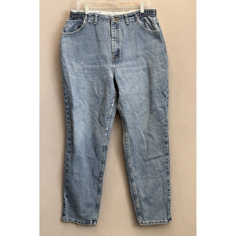 Vintage Riders By Lee Jeans Women's Sz 14 High Elastic Waist USA 90s Blue Denim